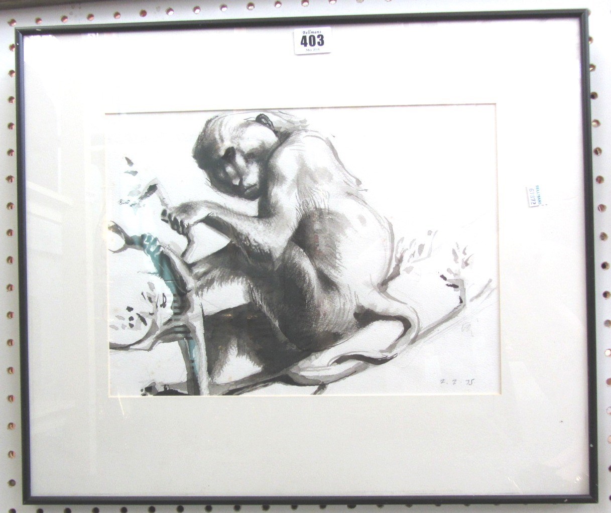 Appraisal: Michael Ayrton - Baboon pencil ink and wash dated cm