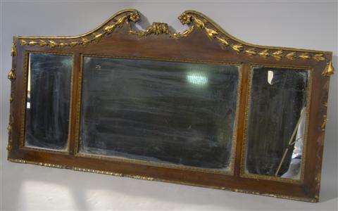 Appraisal: GEORGE III STYLE GILT AND MAHOGANY OVERMANTEL MIRROR h w