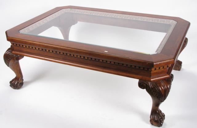 Appraisal: Neo-Classical Glass Top Coffee Table paw feet