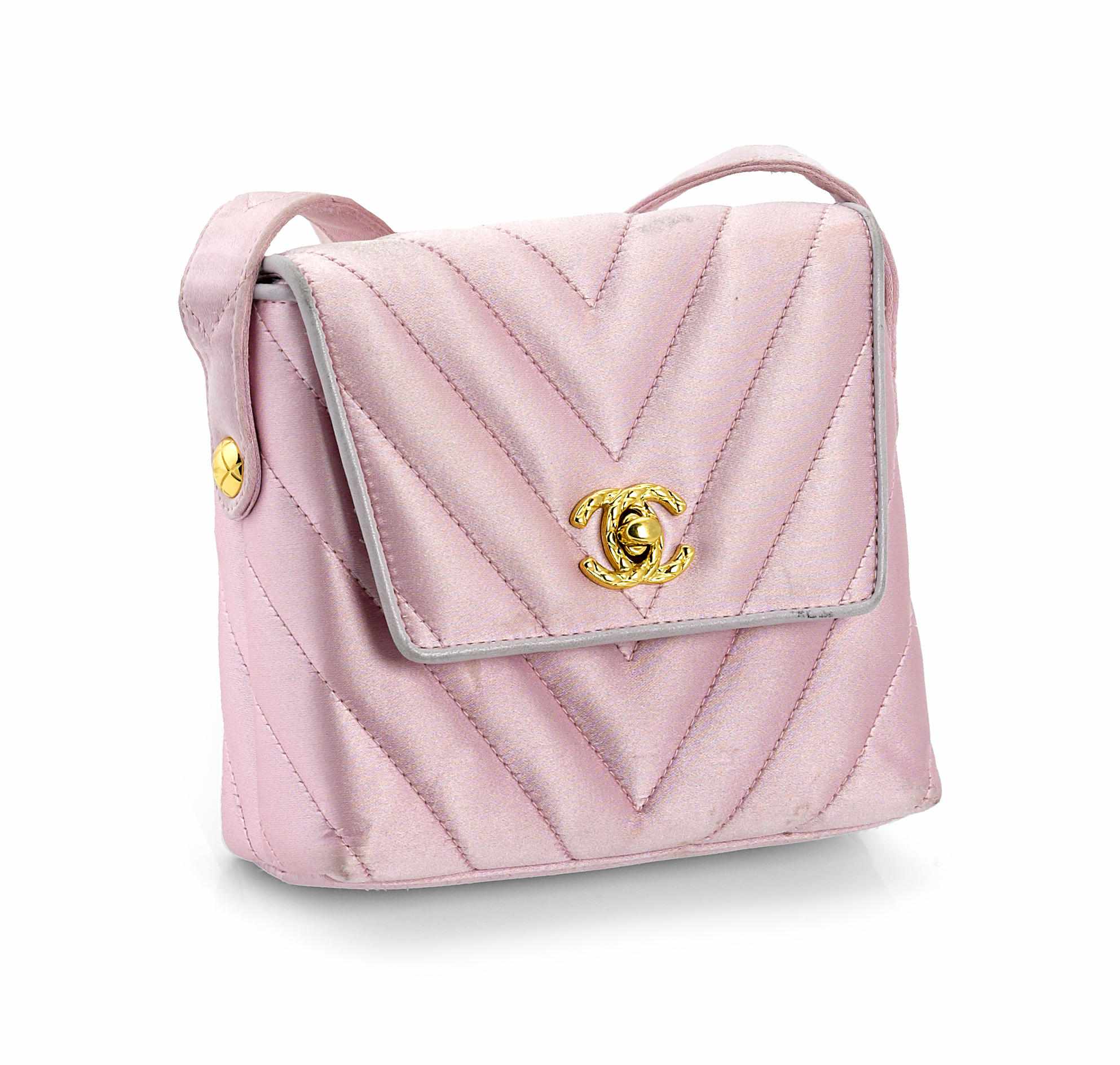 Appraisal: A Chanel pink quilted evening purse size in x in