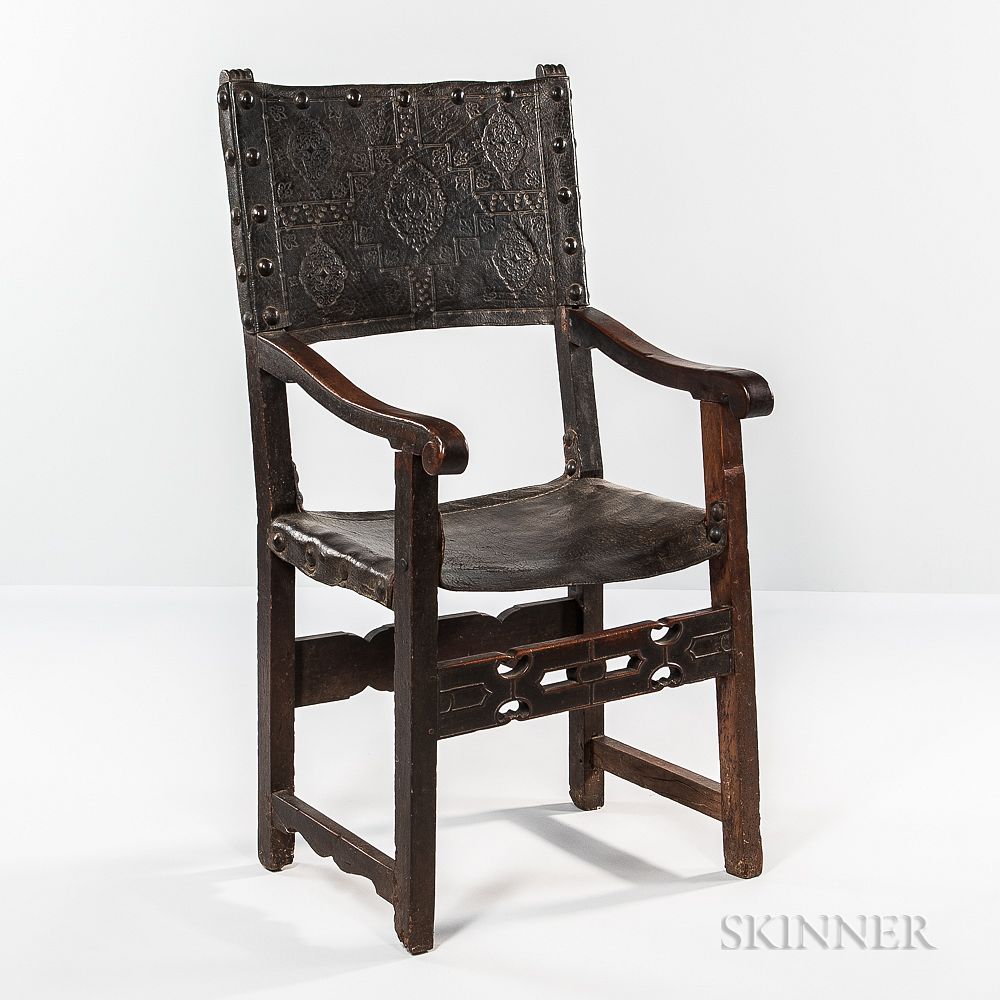 Appraisal: Renaissance-style Walnut Armchair Renaissance-style Walnut Armchair late th early th