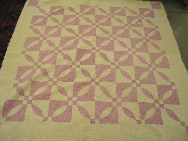 Appraisal: Antique Handmade Quilt lilac yellow pinwheel variation x