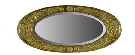 Appraisal: SCOTTISH CELTIC REVIVAL OVAL WALL MIRROR CIRCA brass the bevelled