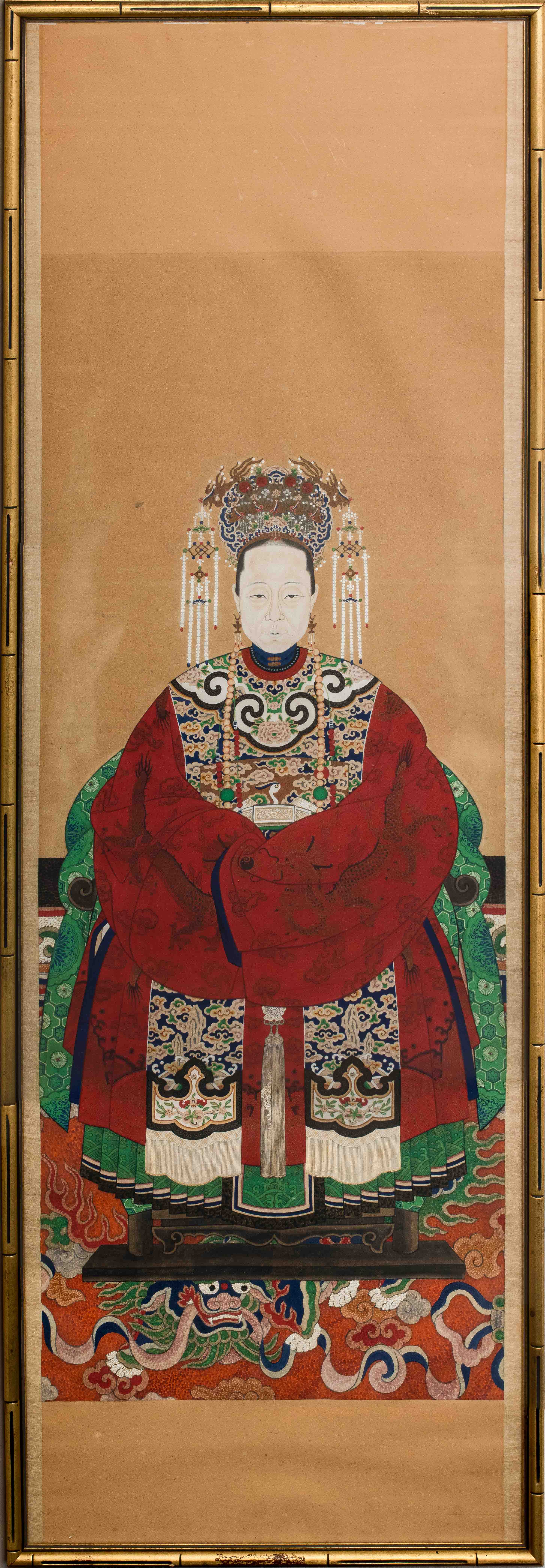 Appraisal: CHINESE ANCESTRAL PORTRAIT ON PAPER Antique Chinese ancestral portrait painting