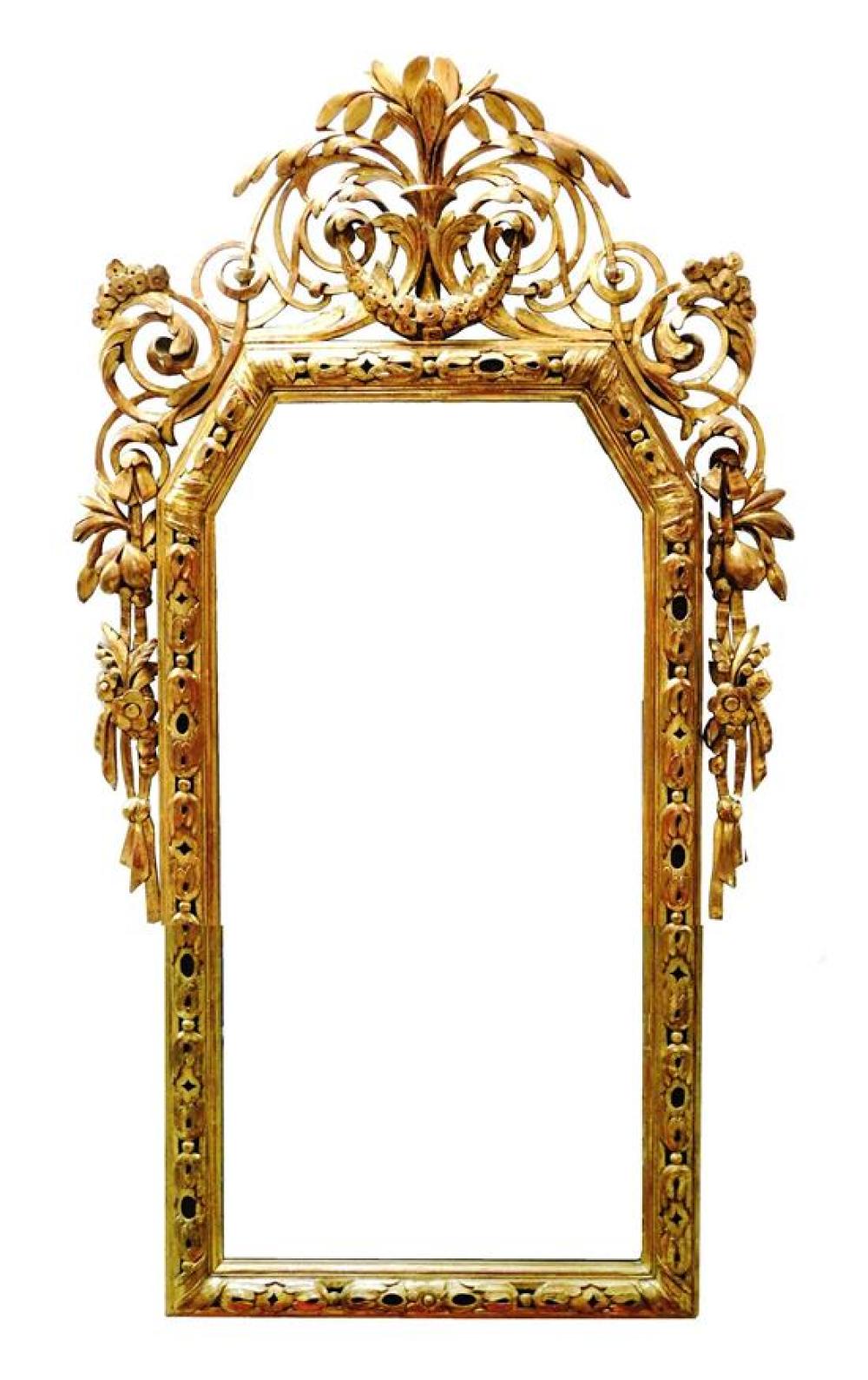 Appraisal: Neoclassical gilt wall mirror Italian c ornately carved and gilded