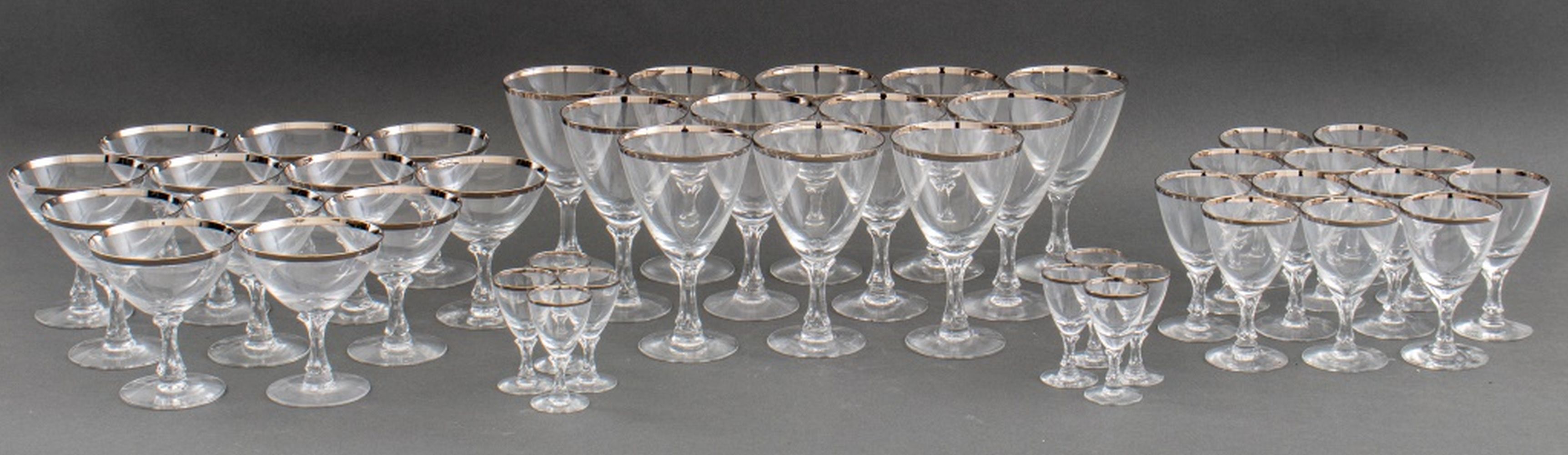 Appraisal: FOSTORIA SILVER EDGED CLEAR GLASSWARE SERVICE Set of forty four