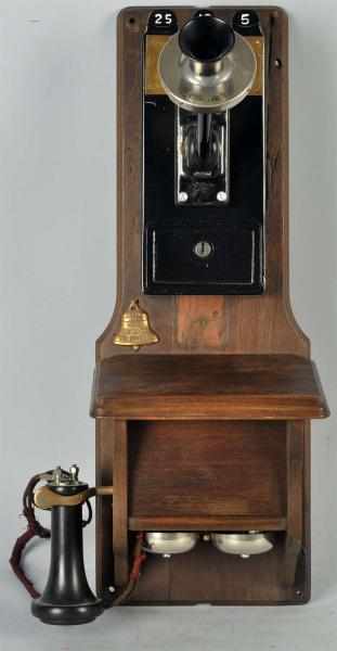 Appraisal: Western Electric H Fiddleback Telephone Circa Walnut collector mounted on