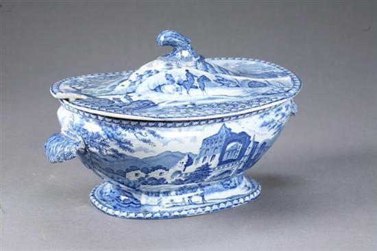 Appraisal: STAFFORDSHIRE TUREEN England st half- th century transferware Medium blue