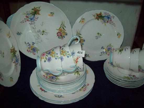 Appraisal: A 'SHELLY' PART TEA SET CONSISTING OF SIX CUPS SAUCER