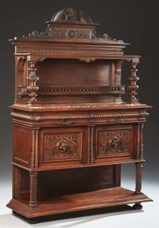 Appraisal: French Henri II Style Carved Walnut Marble Top Ser French