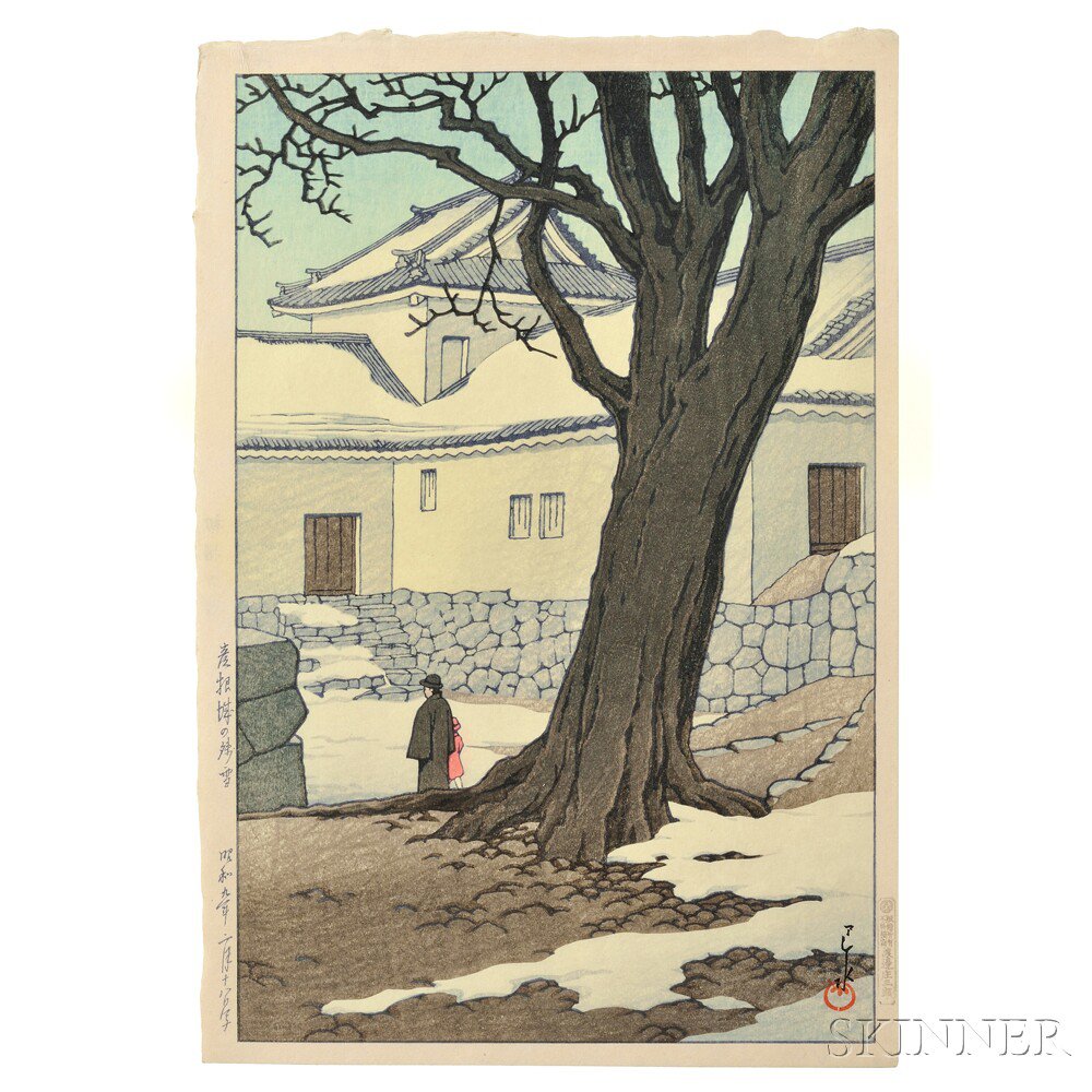 Appraisal: Kawase Hasui - Lingering Snow at Hikone Castle Japan February