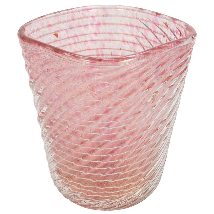 Appraisal: Barovier vase Italy pink white swirls in a clear glass