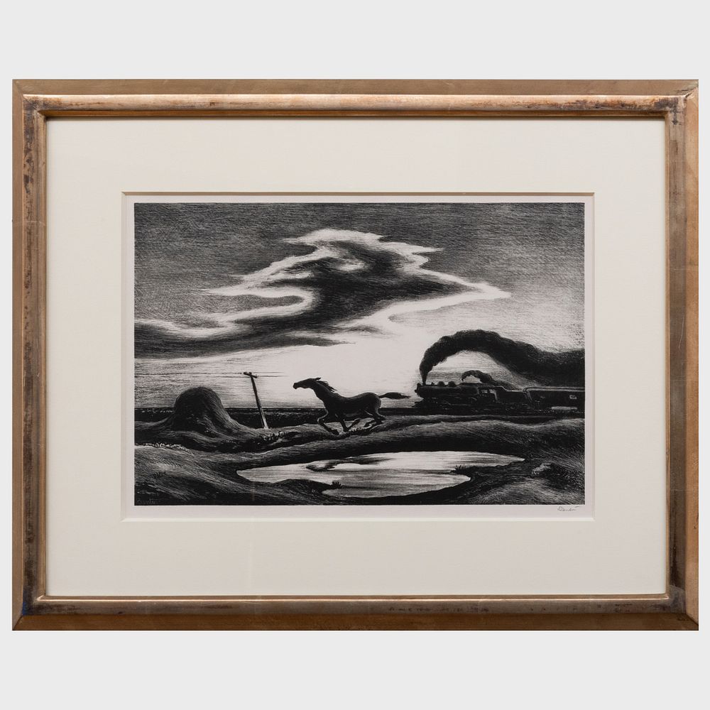 Appraisal: Thomas Hart Benton - The Race Lithograph in black on