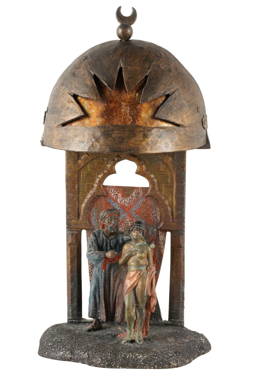 Appraisal: AUSTRIAN COLD-PAINTED BRONZE FIGURAL TABLE LAMPobliterated mark to underside with