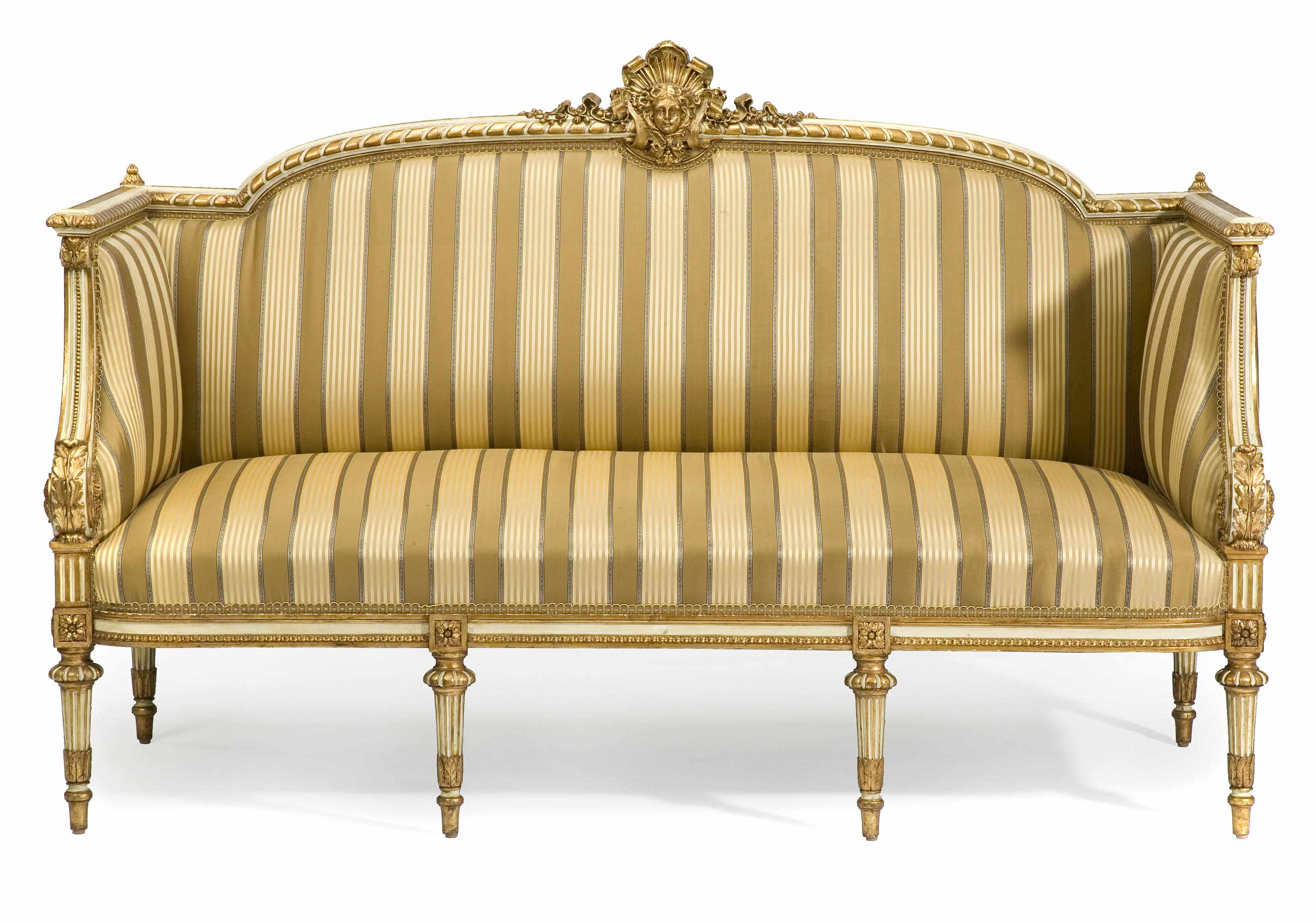 Appraisal: A Louis XVI style partial paint decorated and carved giltwood