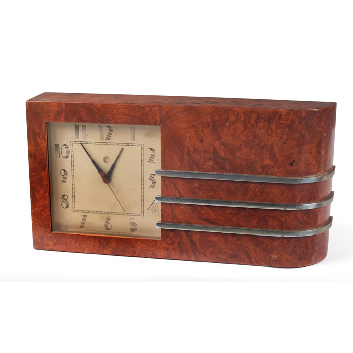 Appraisal: Gilbert Rohde clock by Howard Miller Maidou burl case with