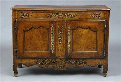 Appraisal: LOUIS XV IRON-MOUNTED WALNUT BUFFET The rectangular top with molded