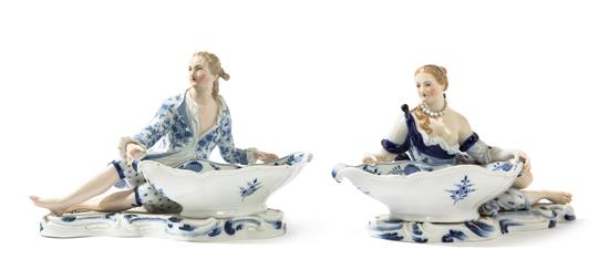 Appraisal: Sale Lot Two Meissen Porcelain Figural Master Salts in the