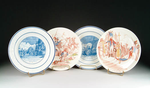 Appraisal: LOT OF FOUR FRENCH PLATES Pair of blue and white