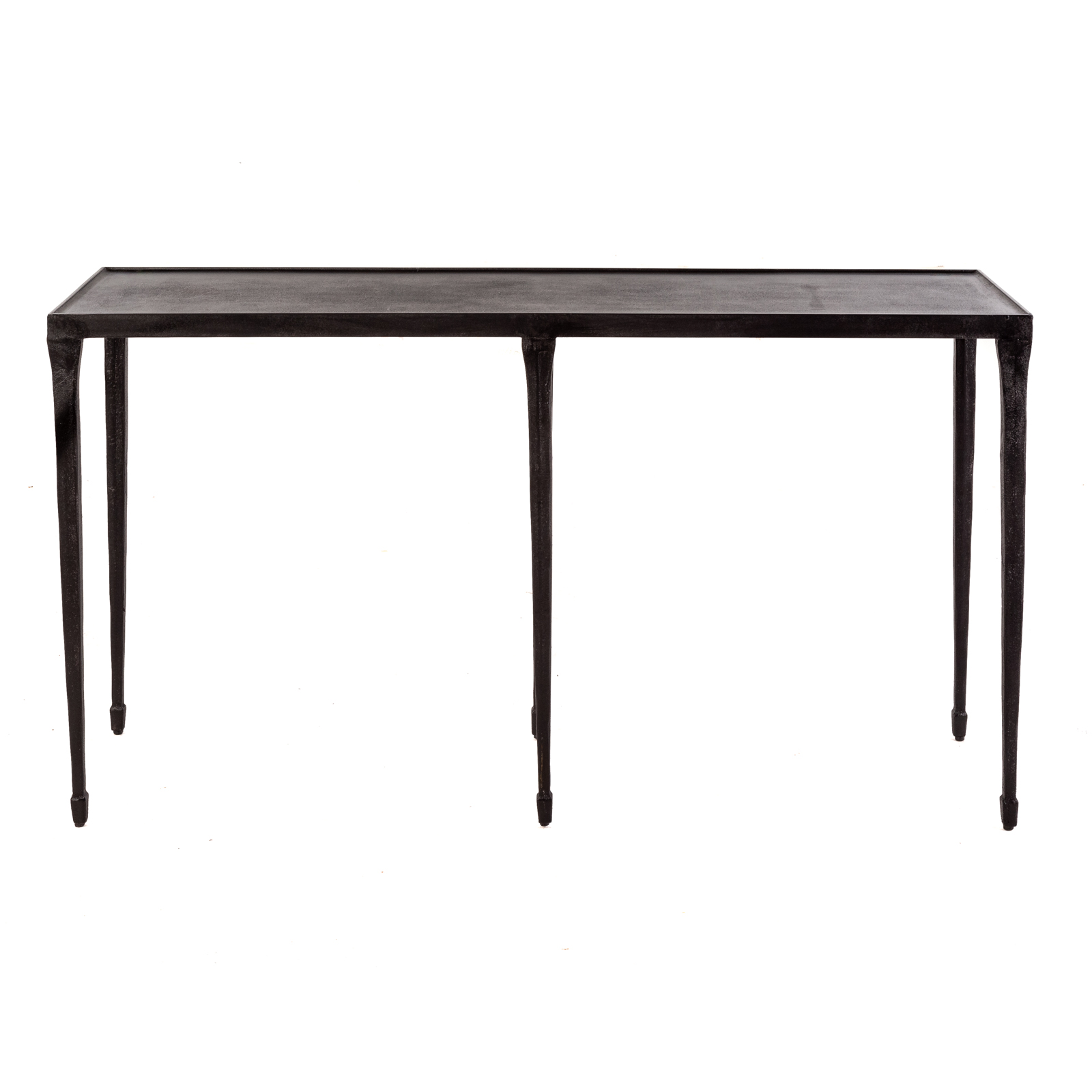 Appraisal: CONTEMPORARY METAL SOFA TABLE Custom made having square tapered legs