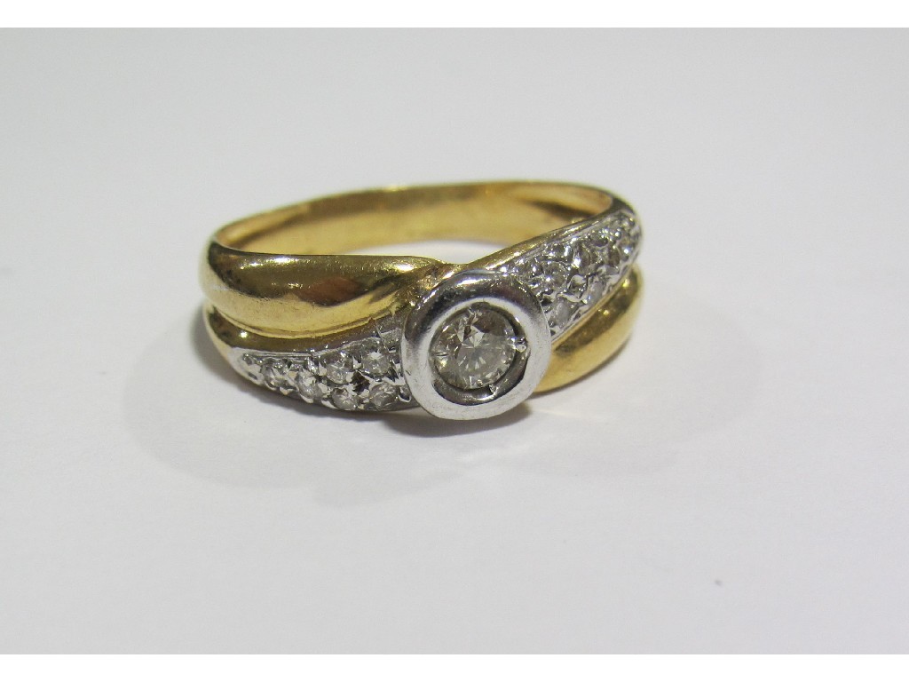 Appraisal: Bicolour gold collet set diamond set dress ring with further