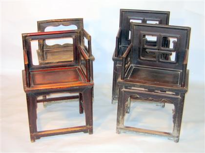 Appraisal: Pair of Chinese yumu square back chairs and two other