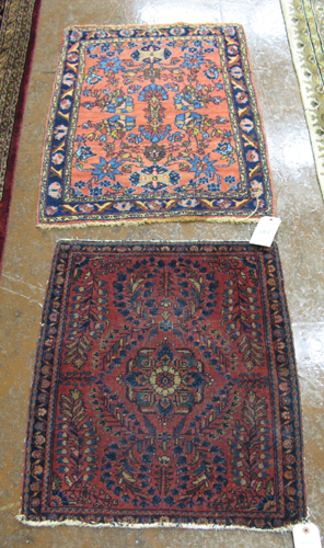 Appraisal: TWO SEMI-ANTIQUE PERSIAN MATS x red field Sarouk and a