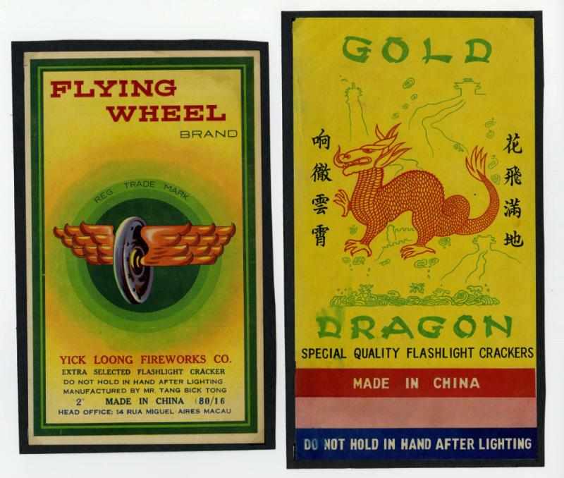 Appraisal: Lot of Firecracker Labels Includes Flying Wheel and Gold Dragon