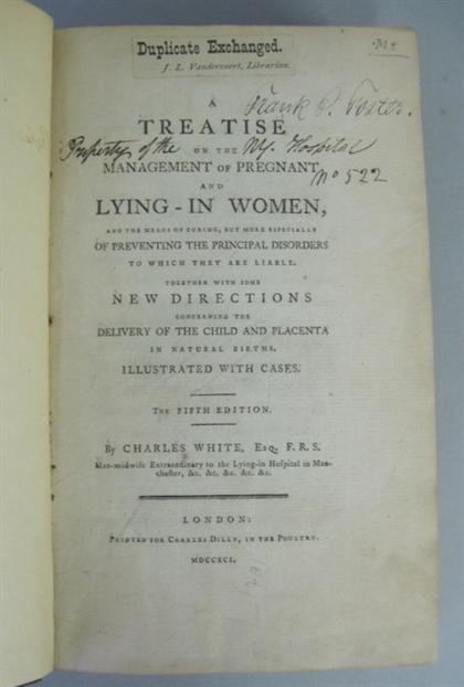 Appraisal: vols White Charles A Treatise on the Management of Pregnant