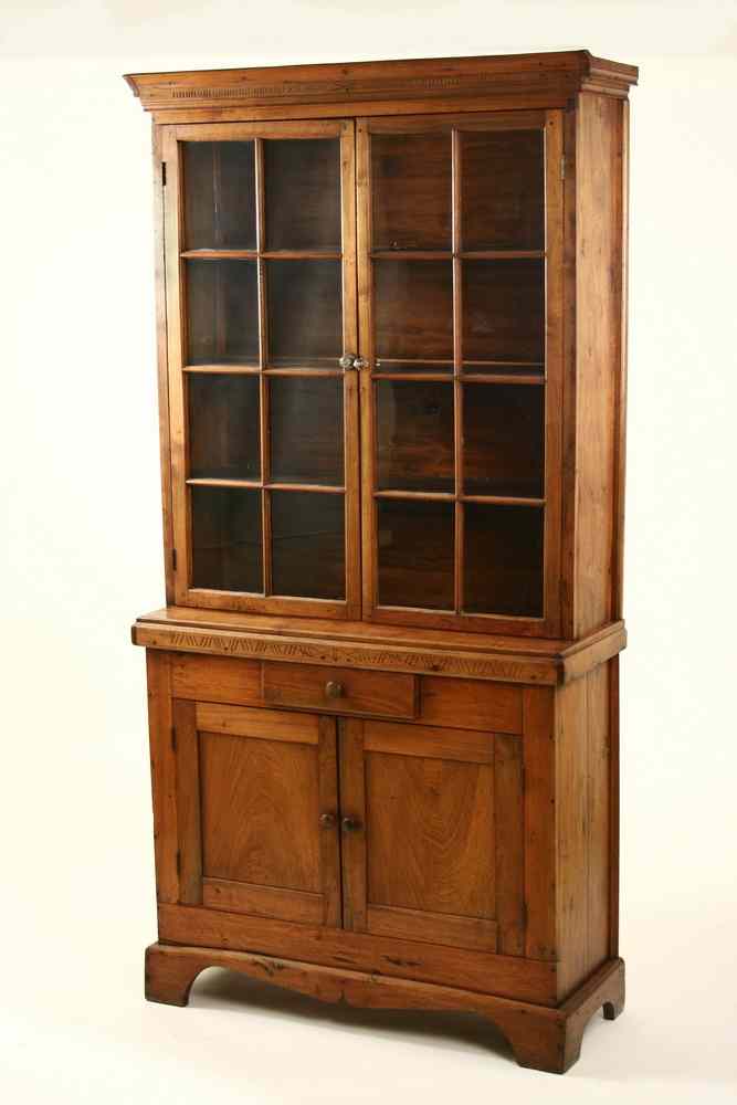 Appraisal: CUPBOARD - th c Two-Part Walnut Stepback Country French Cupboard