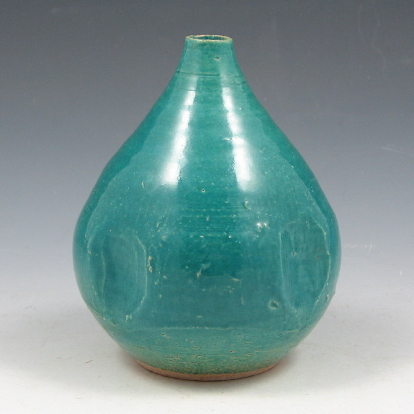 Appraisal: Laura Andreson teardrop-shaped vase with blue-green high glaze and four