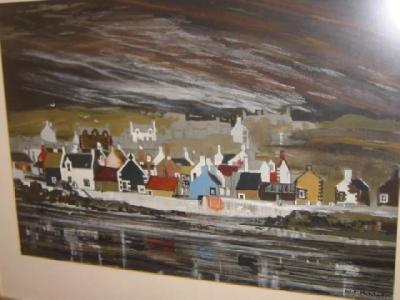 Appraisal: W E MCWHIRTER Coastal Village signed x aluminium frame