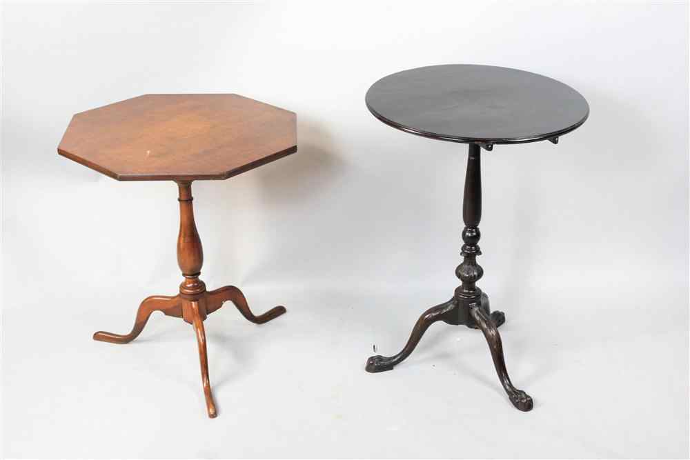 Appraisal: TWO SIDE TABLES INCLUDING QUEEN ANNE STYLE CHERRY OCTAGONAL TILT