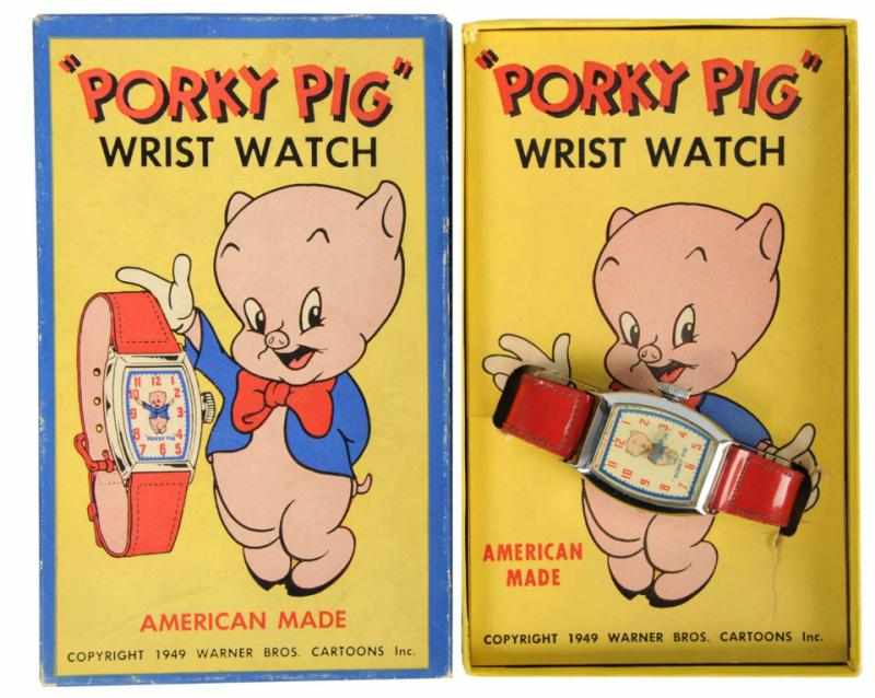 Appraisal: Porky Pig Character Wrist Watch Circa Made by Ingraham Red