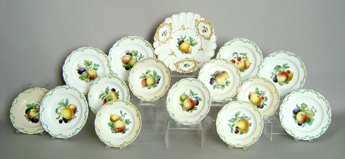 Appraisal: Fourteen Meissen plates with fruit decoration dia together with a