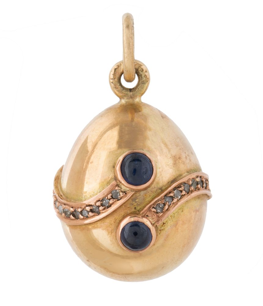 Appraisal: A RUSSIAN YELLOW AND ROSE GOLD SAPPHIRE AND DIAMOND EGG