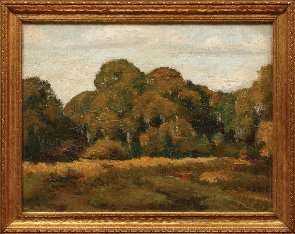 Appraisal: Southern School th c Wooded Landscape with Live Oak Adorned