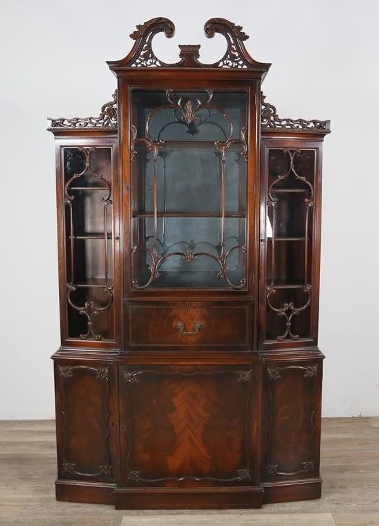 Appraisal: Chinese Chippendale style secretary bookcase th century Lower section with