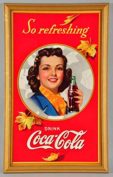 Appraisal: Coca-Cola Vertical Poster Description Nicely framed under glass Clean bright