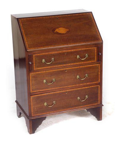 Appraisal: GEORGE III STYLE MAHOGANY SLANT-FRONT BUREAU the crossbanded top above