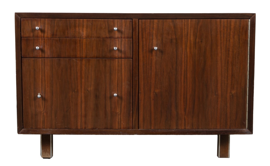 Appraisal: DANISH MODERN TEAK AND WHITE LAMINATE CREDENZA Danish Modern teak