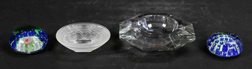 Appraisal: pieces art glass Signed Lalique France Stresa ribbed bowl H