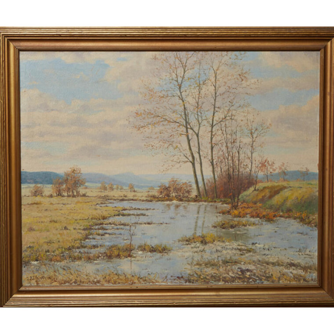 Appraisal: Heinrich Ohlwein - German River Landscape th c oil on