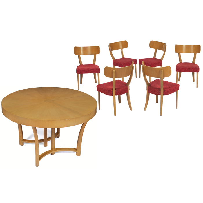 Appraisal: Robsjohn-Gibbings dining set table and six chairs