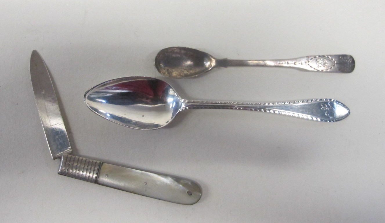 Appraisal: A Dundee silver bright cut teaspoon mustard spoon and a