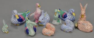 Appraisal: Group of nine Herend fishnet animal figures including pair of