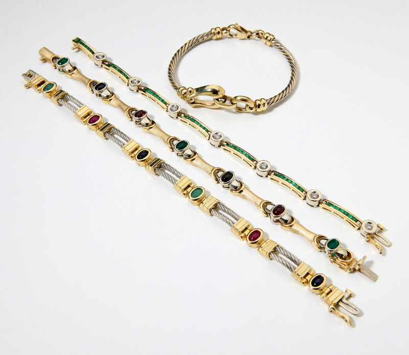 Appraisal: One two-tone K yellow and white gold cable bracelet two