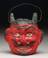 Appraisal: EARLY DEVIL-HEAD LANTERN Head of early pressed cardboard with original