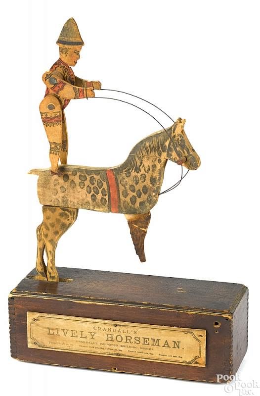 Appraisal: Crandall's Lively Horseman wood pull toy Crandall's Lively Horseman wood