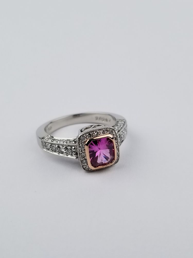 Appraisal: K Gold Platinum Pink Sapphire Diamond Ring K Gold Platinum